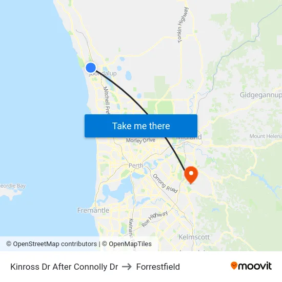 Kinross Dr After Connolly Dr to Forrestfield map