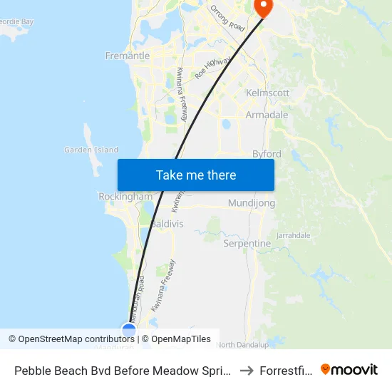 Pebble Beach Bvd Before Meadow Springs Dr to Forrestfield map