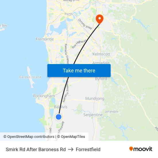 Smirk Rd After Baroness Rd to Forrestfield map