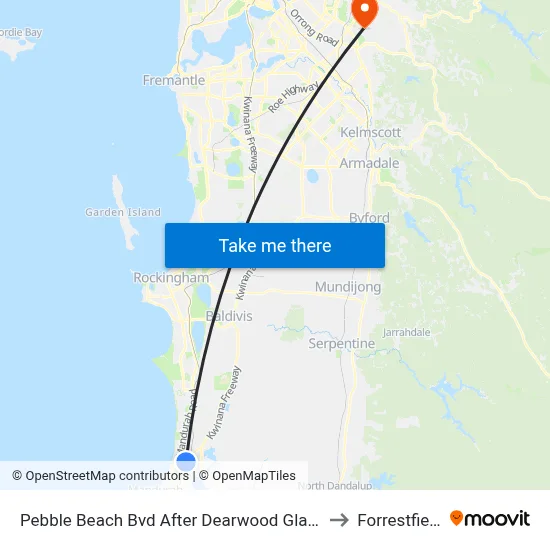 Pebble Beach Bvd After Dearwood Glade to Forrestfield map