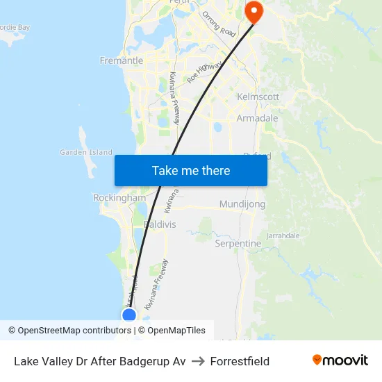 Lake Valley Dr After Badgerup Av to Forrestfield map