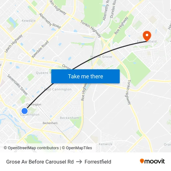 Grose Av Before Carousel Rd to Forrestfield map