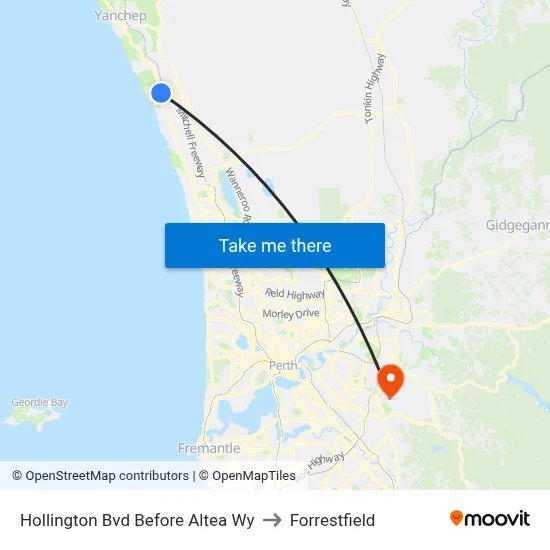 Hollington Bvd Before Altea Wy to Forrestfield map
