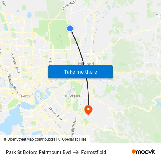 Park St Before Fairmount Bvd to Forrestfield map