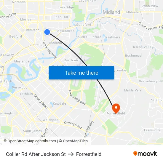 Collier Rd After Jackson St to Forrestfield map