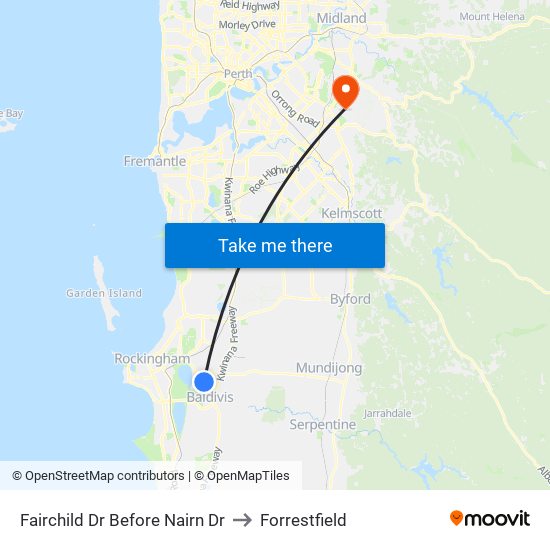 Fairchild Dr Before Nairn Dr to Forrestfield map