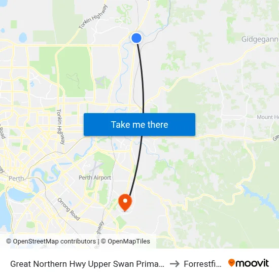 Great Northern Hwy Upper Swan Primary S1 to Forrestfield map