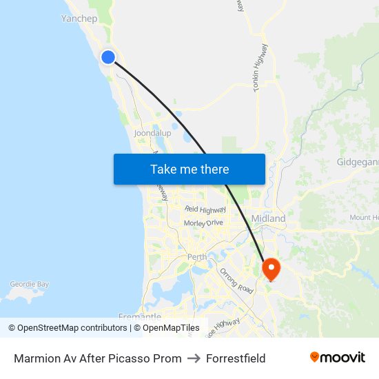 Marmion Av After Picasso Prom to Forrestfield map