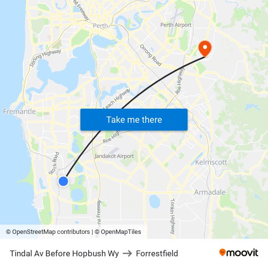 Tindal Av Before Hopbush Wy to Forrestfield map