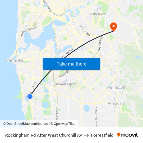 Rockingham Rd After West Churchill Av to Forrestfield map