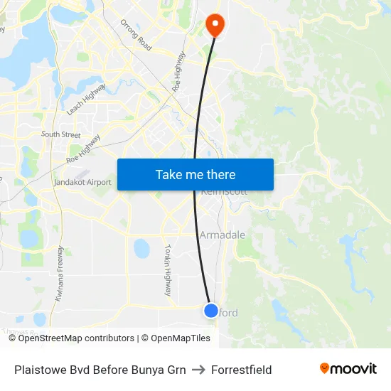 Plaistowe Bvd Before Bunya Grn to Forrestfield map