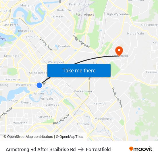 Armstrong Rd After Braibrise Rd to Forrestfield map