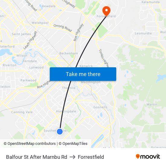 Balfour St After Marnbu Rd to Forrestfield map