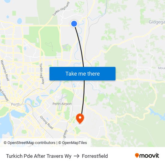 Turkich Pde After Travers Wy to Forrestfield map