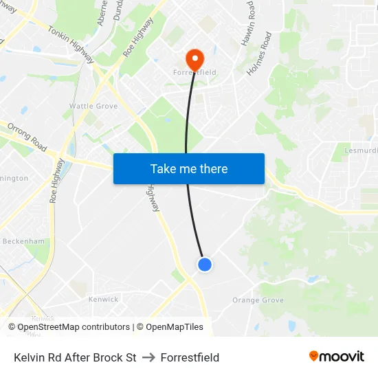 Kelvin Rd After Brock St to Forrestfield map