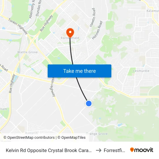 Kelvin Rd Opposite Crystal Brook Caravan to Forrestfield map