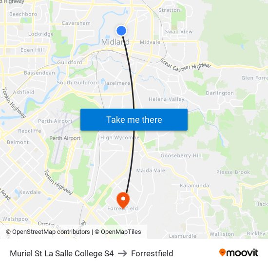 Muriel St La Salle College S4 to Forrestfield map