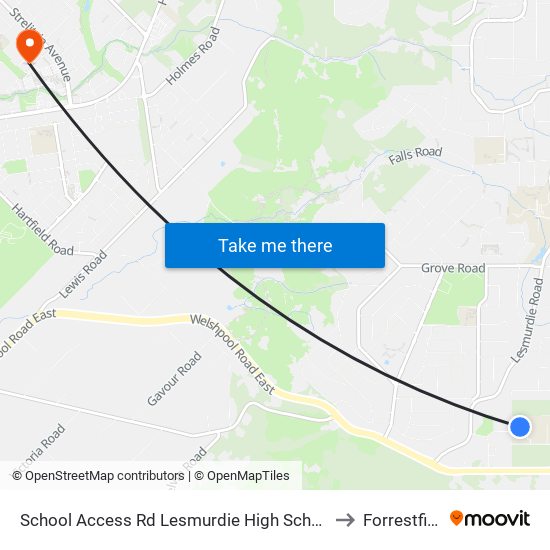 School Access Rd Lesmurdie High School S4 to Forrestfield map