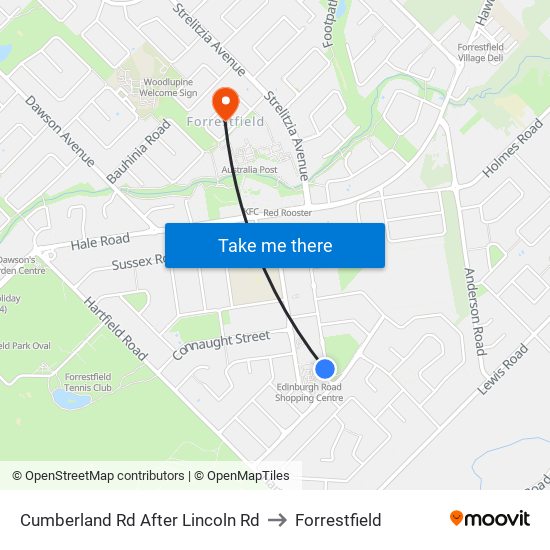 Cumberland Rd After Lincoln Rd to Forrestfield map