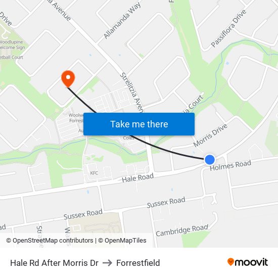 Hale Rd After Morris Dr to Forrestfield map