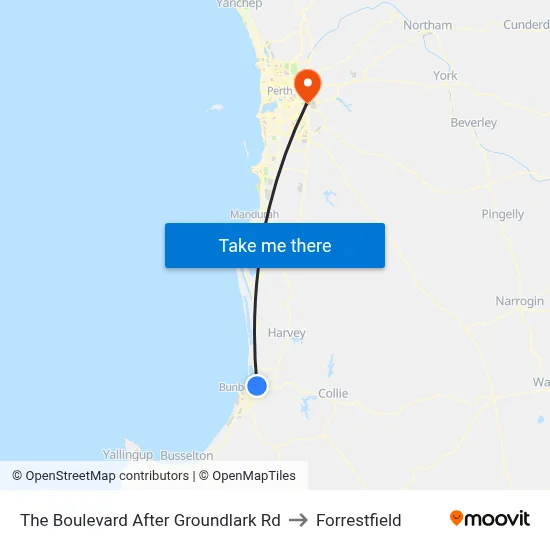 The Boulevard   After Groundlark Rd to Forrestfield map