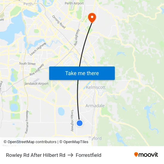 Rowley Rd After Hilbert Rd to Forrestfield map