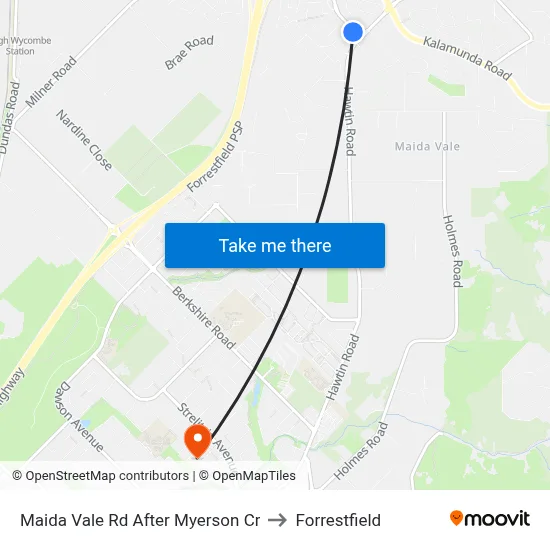 Maida Vale Rd After Myerson Cr to Forrestfield map