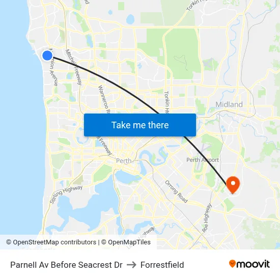 Parnell Av Before Seacrest Dr to Forrestfield map