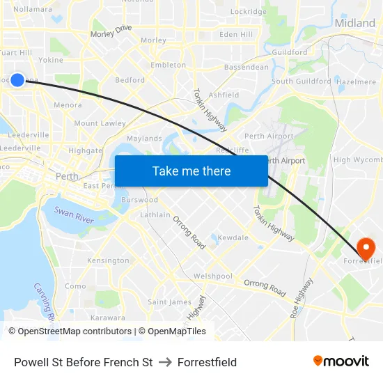 Powell St Before French St to Forrestfield map