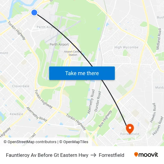 Fauntleroy Av Before Gt Eastern Hwy to Forrestfield map