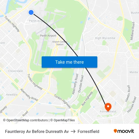 Fauntleroy Av Before Dunreath Av to Forrestfield map