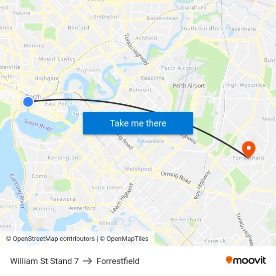 William St Stand 7 to Forrestfield map