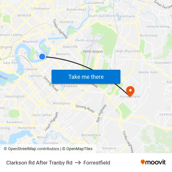 Clarkson Rd After Tranby Rd to Forrestfield map