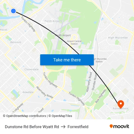 Dunstone Rd Before Wyatt Rd to Forrestfield map