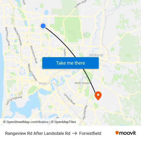 Rangeview Rd After Landsdale Rd to Forrestfield map