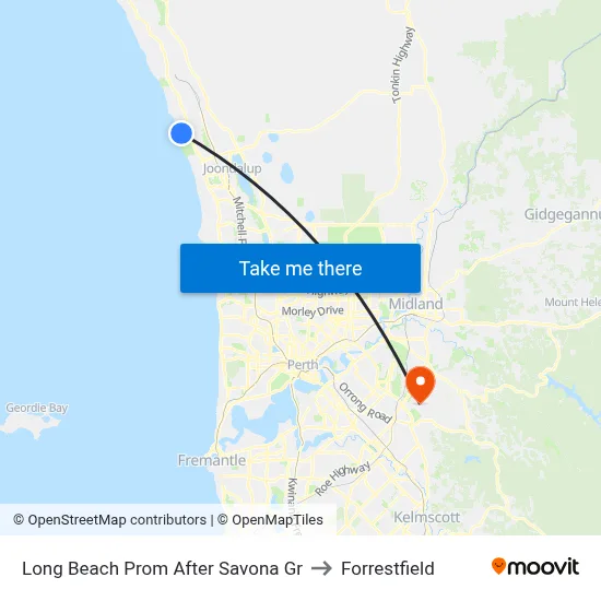 Long Beach Prom After Savona Gr to Forrestfield map