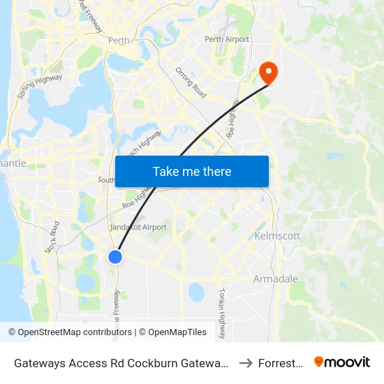Gateways Access Rd Cockburn Gateway Shop Ctr to Forrestfield map