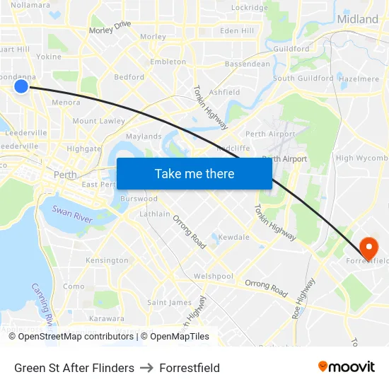 Green St After Flinders to Forrestfield map