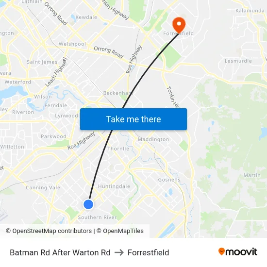Batman Rd After Warton Rd to Forrestfield map