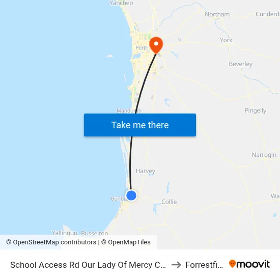 School Access Rd Our Lady Of Mercy College to Forrestfield map