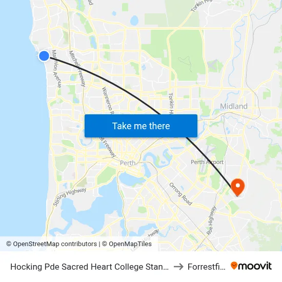 Hocking Pde Sacred Heart College Stand 1 & 2 to Forrestfield map
