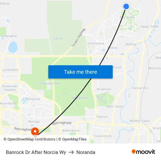 Banrock Dr After Norcia Wy to Noranda map