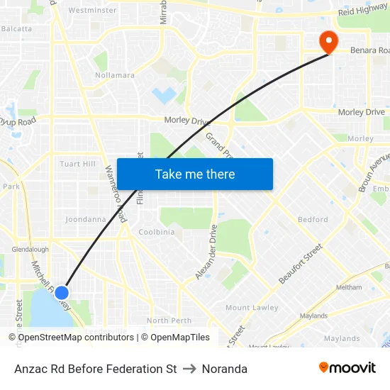 Anzac Rd Before Federation St to Noranda map