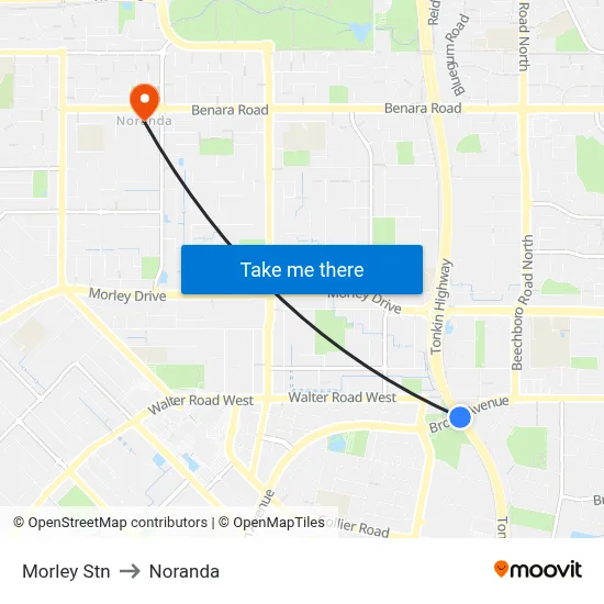 Morley Stn to Noranda map