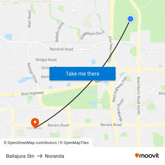 Ballajura Stn to Noranda map