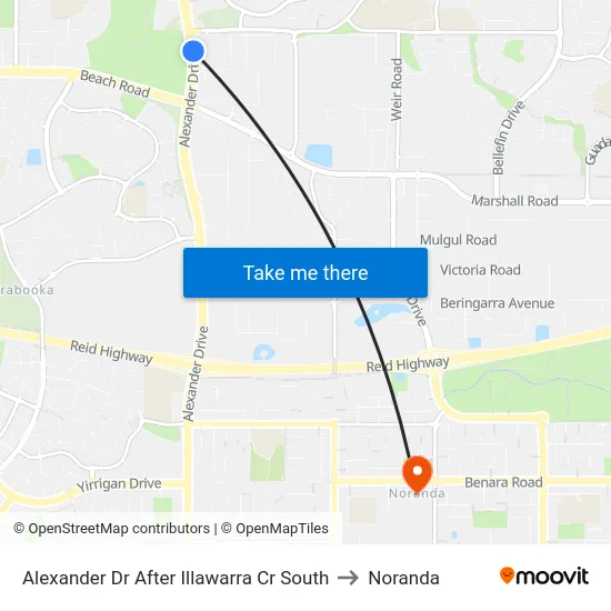 Alexander Dr After Illawarra Cr South to Noranda map