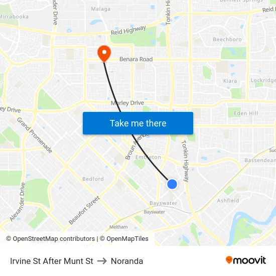 Irvine St After Munt St to Noranda map