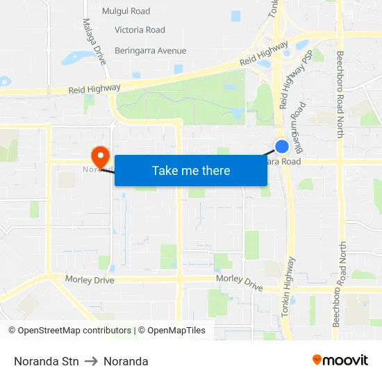 Noranda Stn to Noranda map
