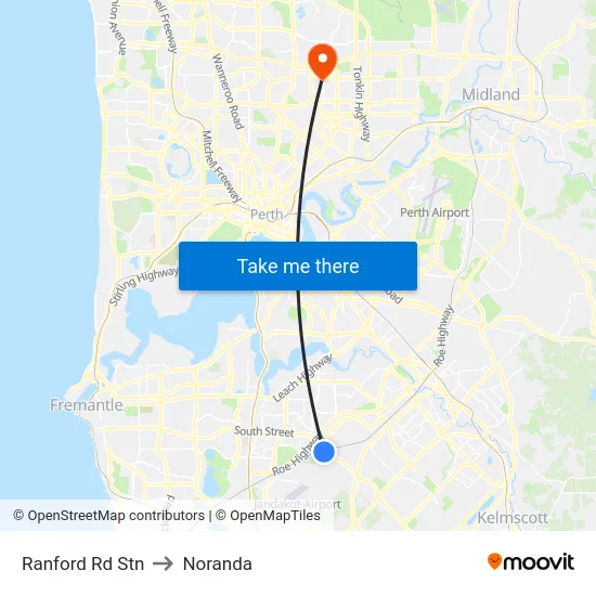 Ranford Rd Stn to Noranda map