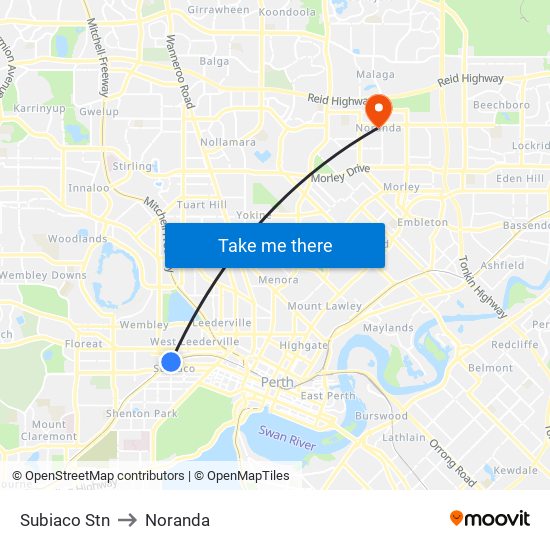 Subiaco Stn to Noranda map